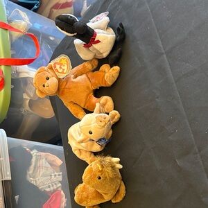 Beanie babies Ty Stuffed Animals Set - Black, White, Brown, Tan